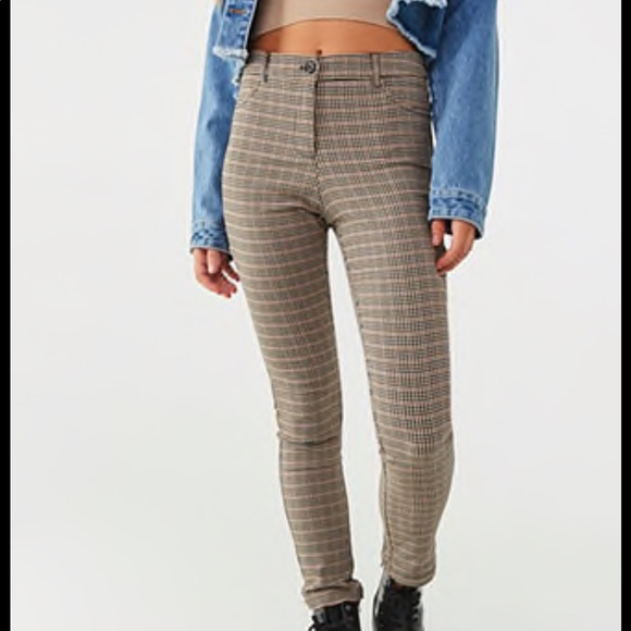 glen plaid skinny pants